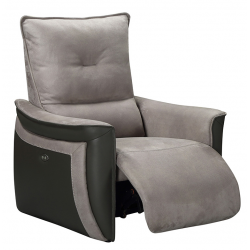 APOLLON - Fauteuil relax électrique 1 moteur tissu microfibre et PVC 